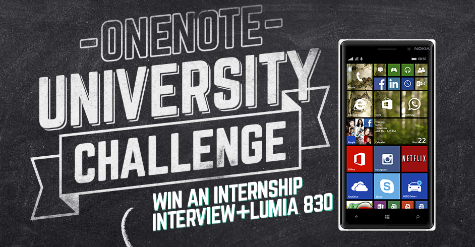 Enter the OneNote University Challenge 2015 – Win an Internship Interview at Microsoft in the Netherlands + Lumia 830
