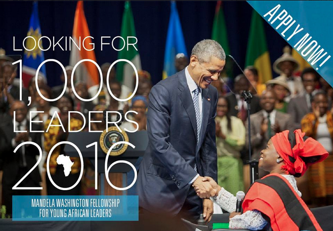 2016 Mandela Washington Fellowship for 1,000 Young African Leaders (fully-funded)