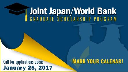 The Joint Japan/World Bank Graduate Scholarship Program 2017 (Fully-Funded)