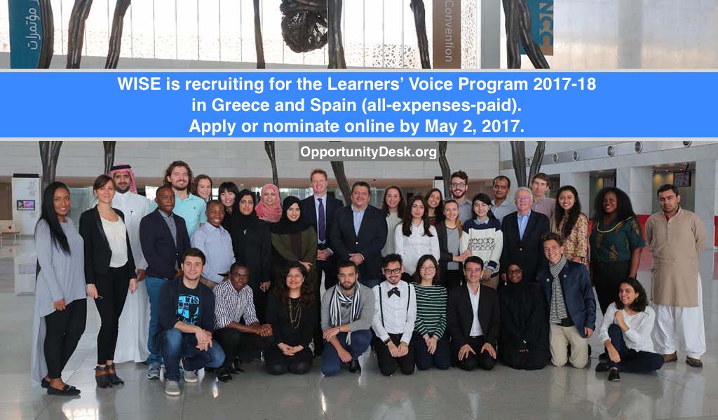 WISE Learners’ Voice Program in Greece and Spain 2017-18 (All Expenses Covered)