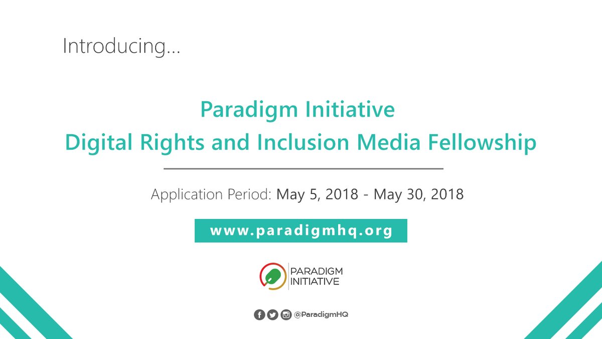 Paradigm Initiative Digital Rights and Inclusion Media Fellowship 2018 for African Journalists