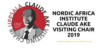 Nordic Africa Institute Claude Ake Visiting Chair 2019 (Up to 25,000 SEK monthly)