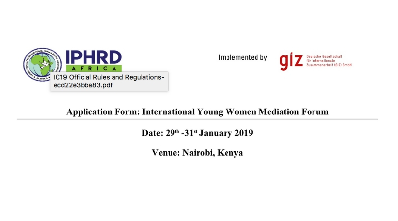 Apply to attend International Young Women Mediation Forum 2019 (Fully-funded to Nairobi, Kenya)