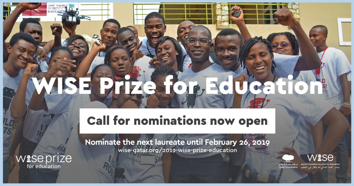 WISE Prize for Education 2019 for Outstanding Education Leaders (Fully-funded to Doha, Qatar + US $500,000)