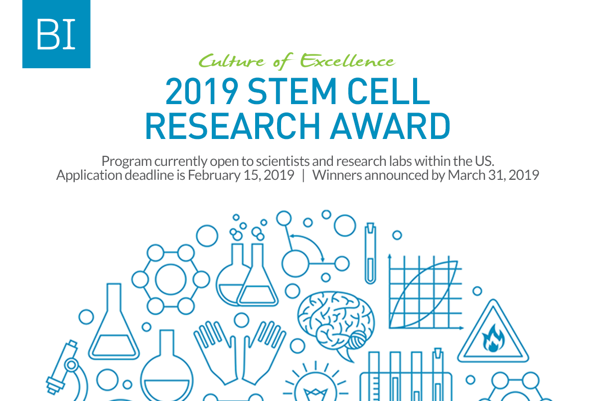 Biological Industries USA (BI-USA) Stem Cell Research Awards 2019 (up to $15,000)