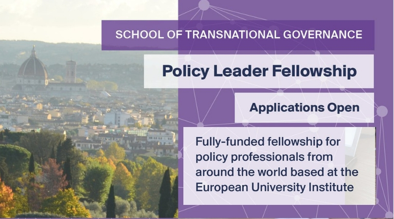 Policy Leader Fellowship of the School of Transnational Governance 2019 (fully-funded)