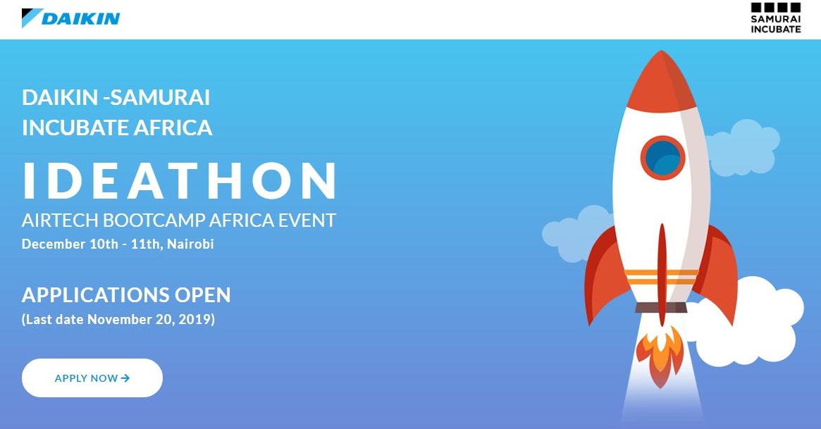 Daikin-Samurai Incubate Africa Ideathon 2019 for Startups (up to $150,000 funding)
