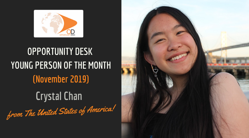 Crystal Chan from the United States is OD Young Person of the Month for November 2019!