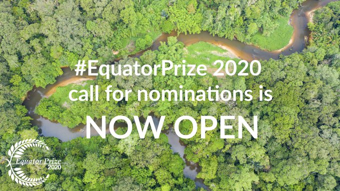 Equator Prize 2020 for Nature-based Solutions for Local Sustainable Development (up to USD 10,000)
