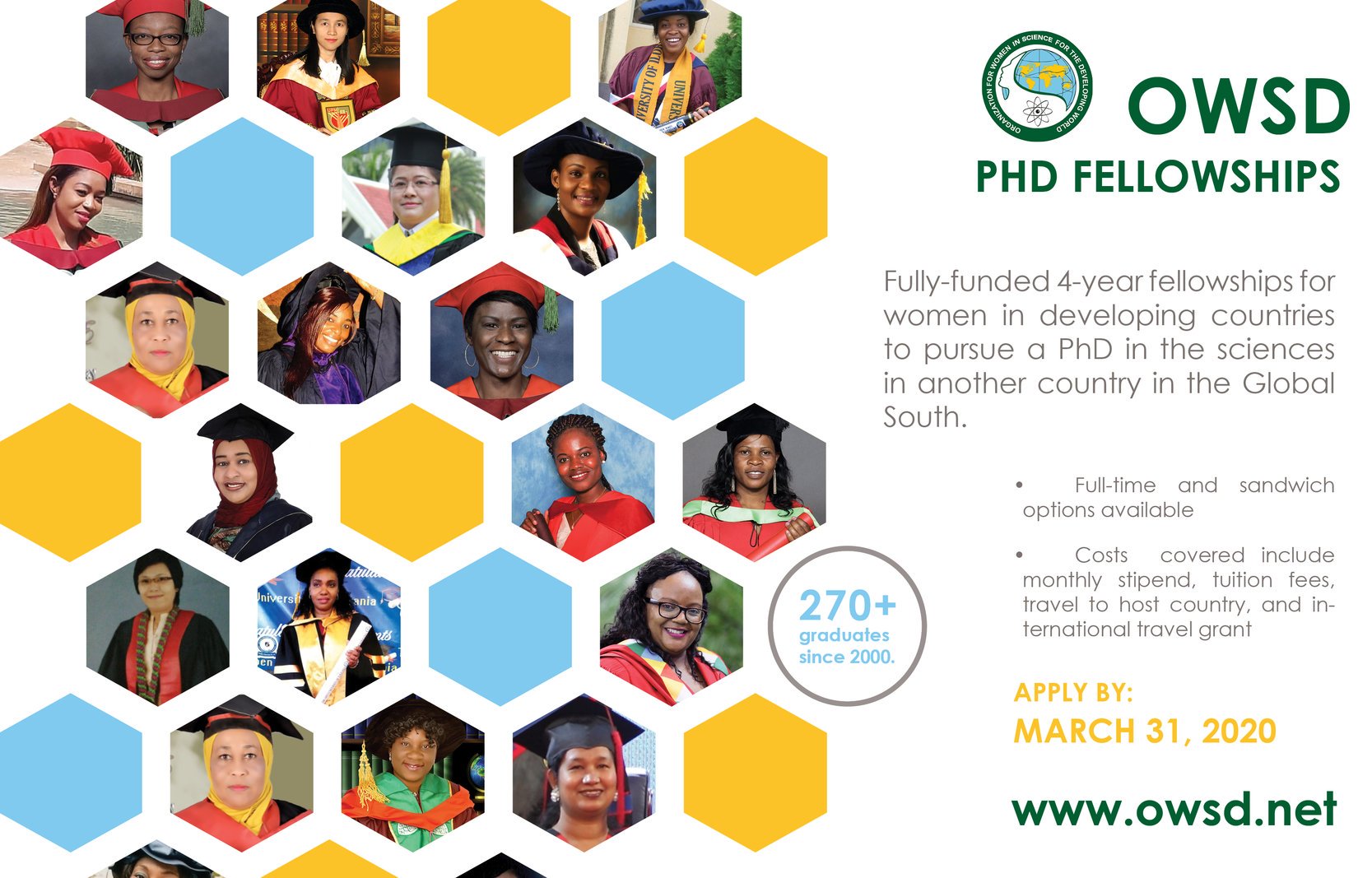 OWSD PhD Fellowship 2020 for Women Scientists from Science- and Technology-lagging Countries (Funded)