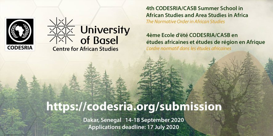 4th CODESRIA/CASB Summer School in African Studies and Area Studies in Africa 2020 (Funded to Dakar, Senegal)