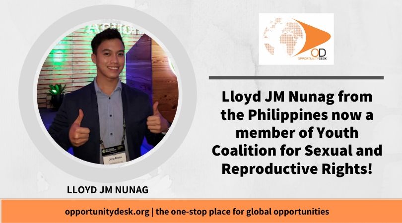 Lloyd JM Nunag from the Philippines now a member of Youth Coalition for Sexual and Reproductive Rights!