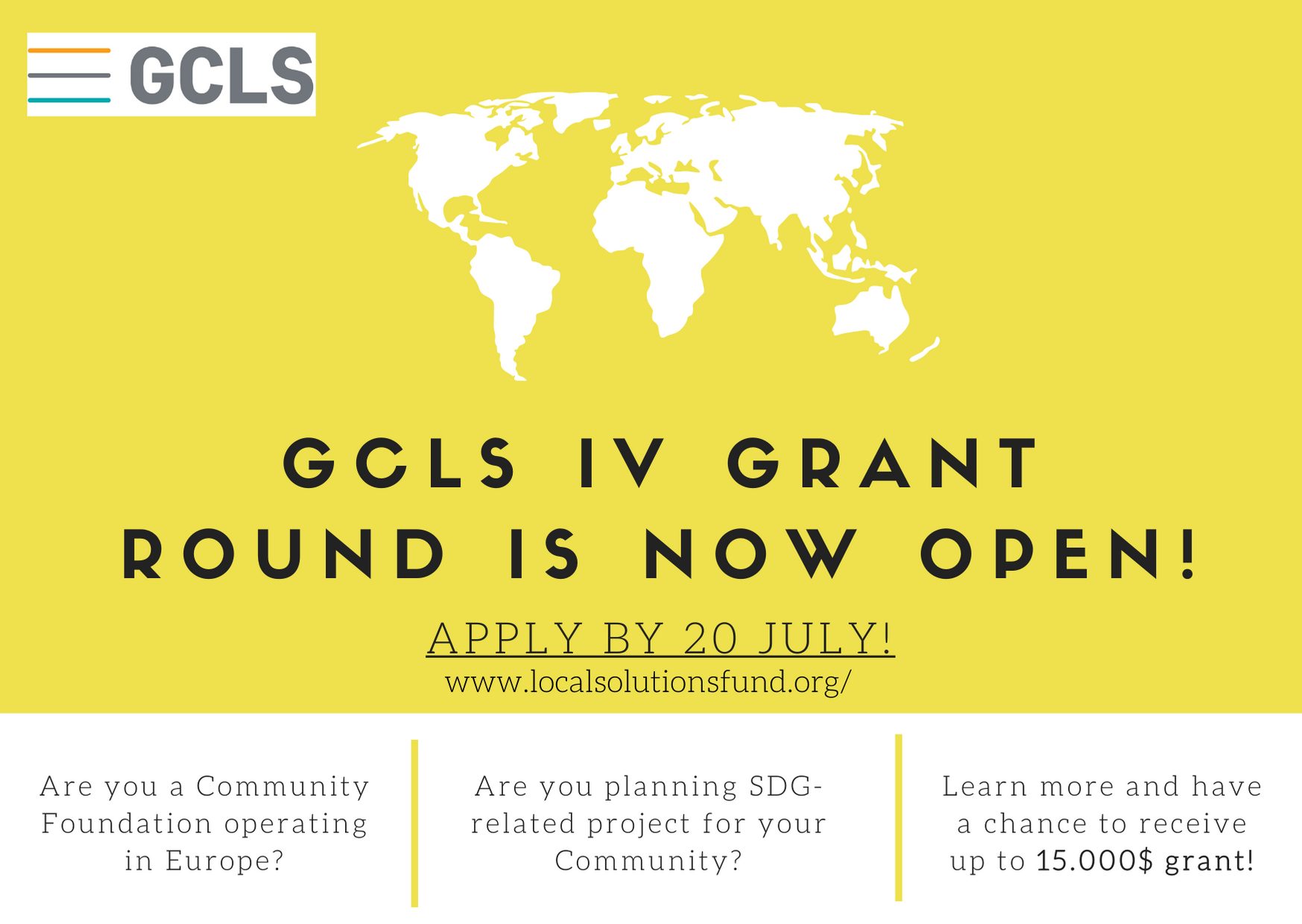 Global Challenges Local Solutions – European Grant Competition 2020 for SDG-related projects (up to 15.000$)