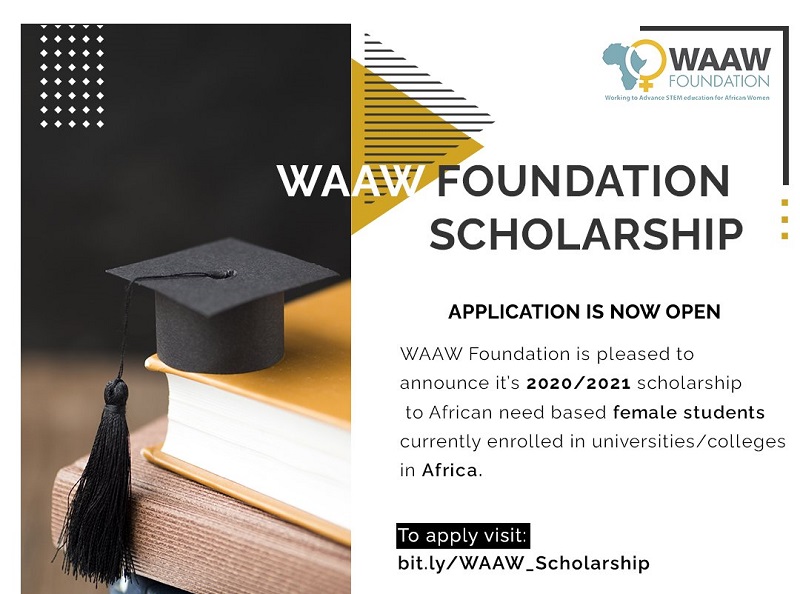 WAAW Foundation Scholarship 2020/2021 for African Female Students in STEM