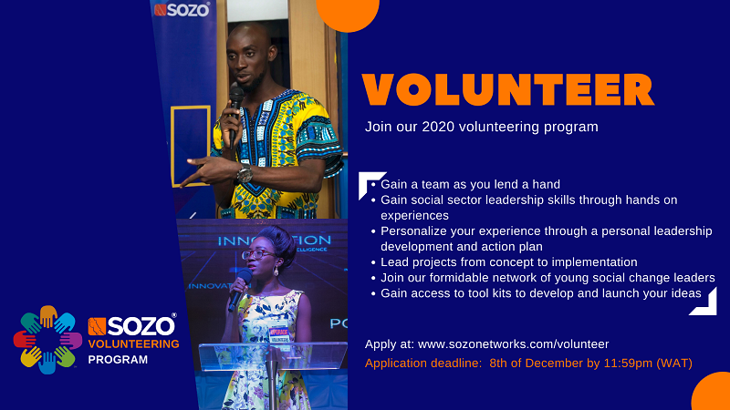 Sozo Networks’ Volunteering Program 2020 for Young Nigerians