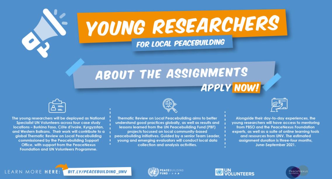 UNV/UN PBSO 2021 Call for Young Researchers for Local Peacebuilding