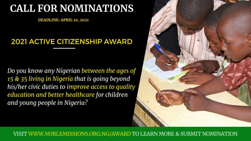 Active Citizenship in Nigeria Award 2021 for Young Changemakers