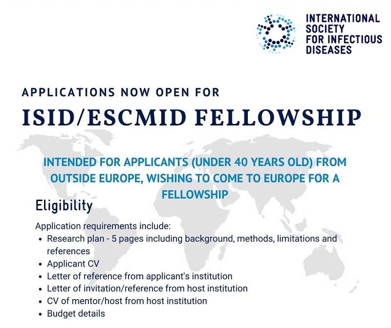 ISID/ESCMID Fellowship Program 2021/2022 for Investigators from LMICs (Up to $7,500)