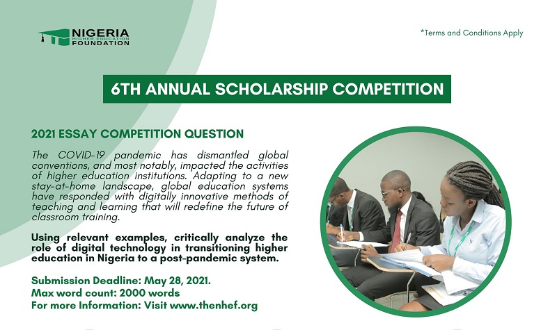 Nigeria Higher Education Foundation (NHEF) Annual Scholarship Essay Competition 2021 (Up to ₦225,000 in prizes)