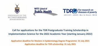 TDR Postgraduate Training Scholarship in Implementation Science 2022 (Fully-funded)