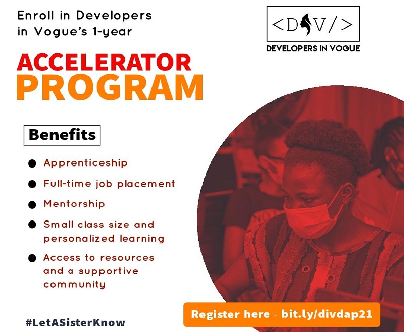 Developers in Vogue Accelerator Program 2021 for Young Female Africans (Stipend available)