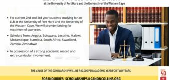 Canon Collins Leigh Day LLB Scholarship 2021/2022 at University of Fort Hare and the University of the Western Cape