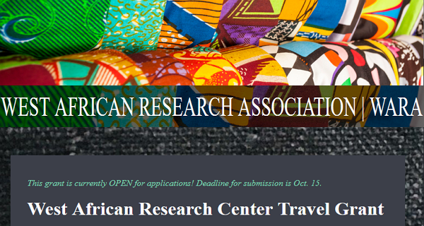West African Research Center Travel Grant 2021 (Up to $3,000)
