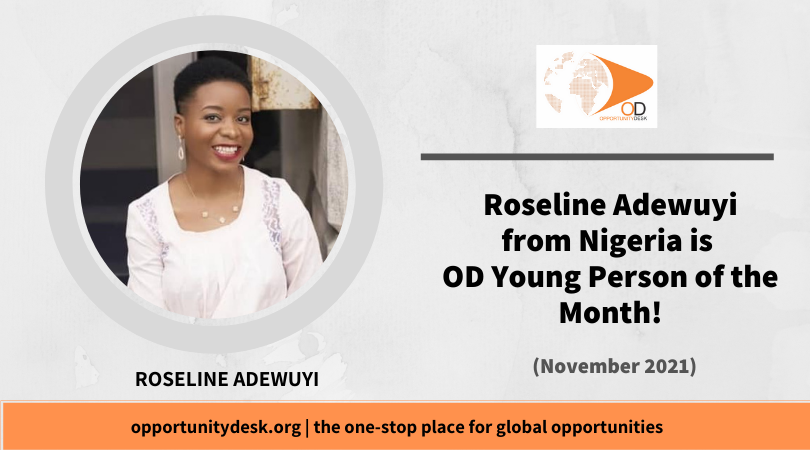 Roseline Adebimpe Adewuyi from Nigeria is OD Young Person of the Month for November 2021!
