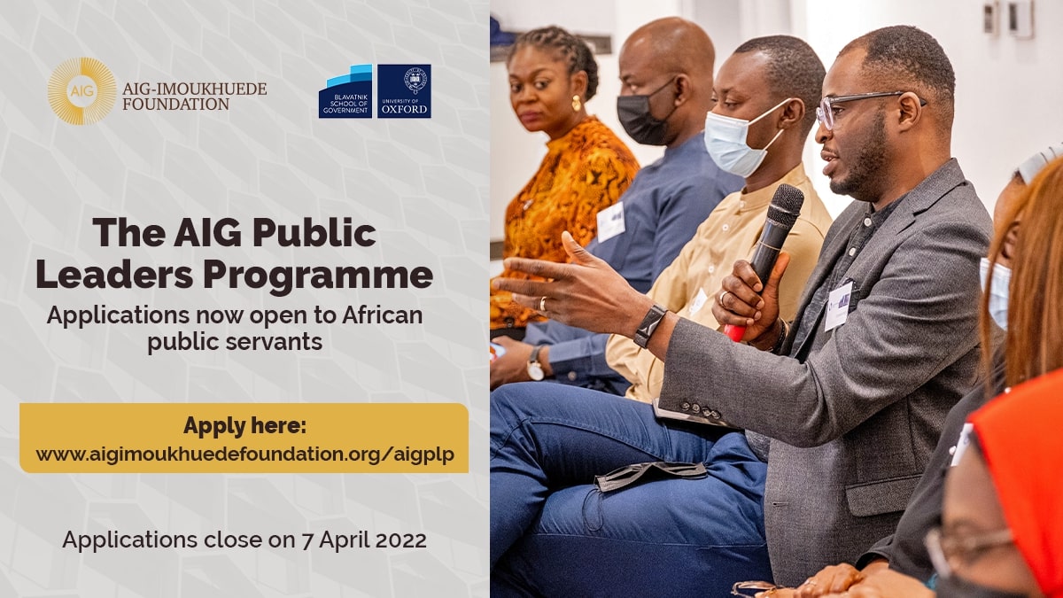 Aig Imoukhuede Foundation AIG Public Leaders Programme 2022 For Mid career African Public