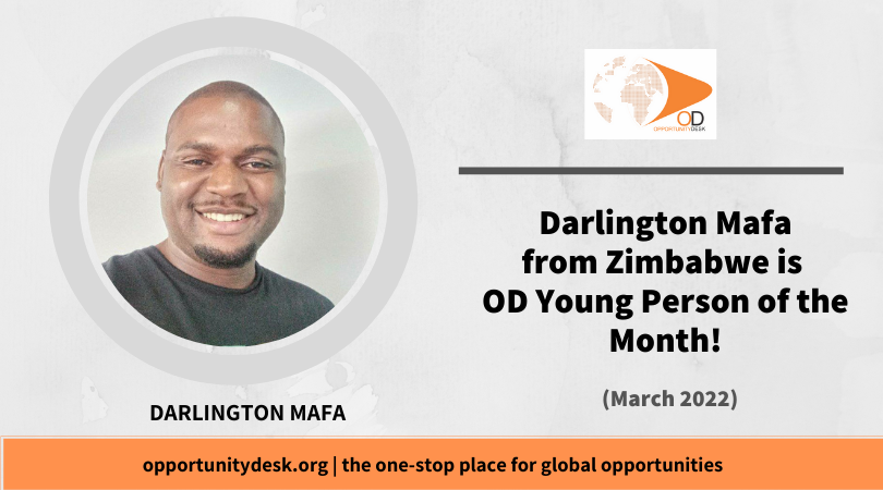 Darlington Mafa from Zimbabwe is OD Young Person of the Month for March 2022!