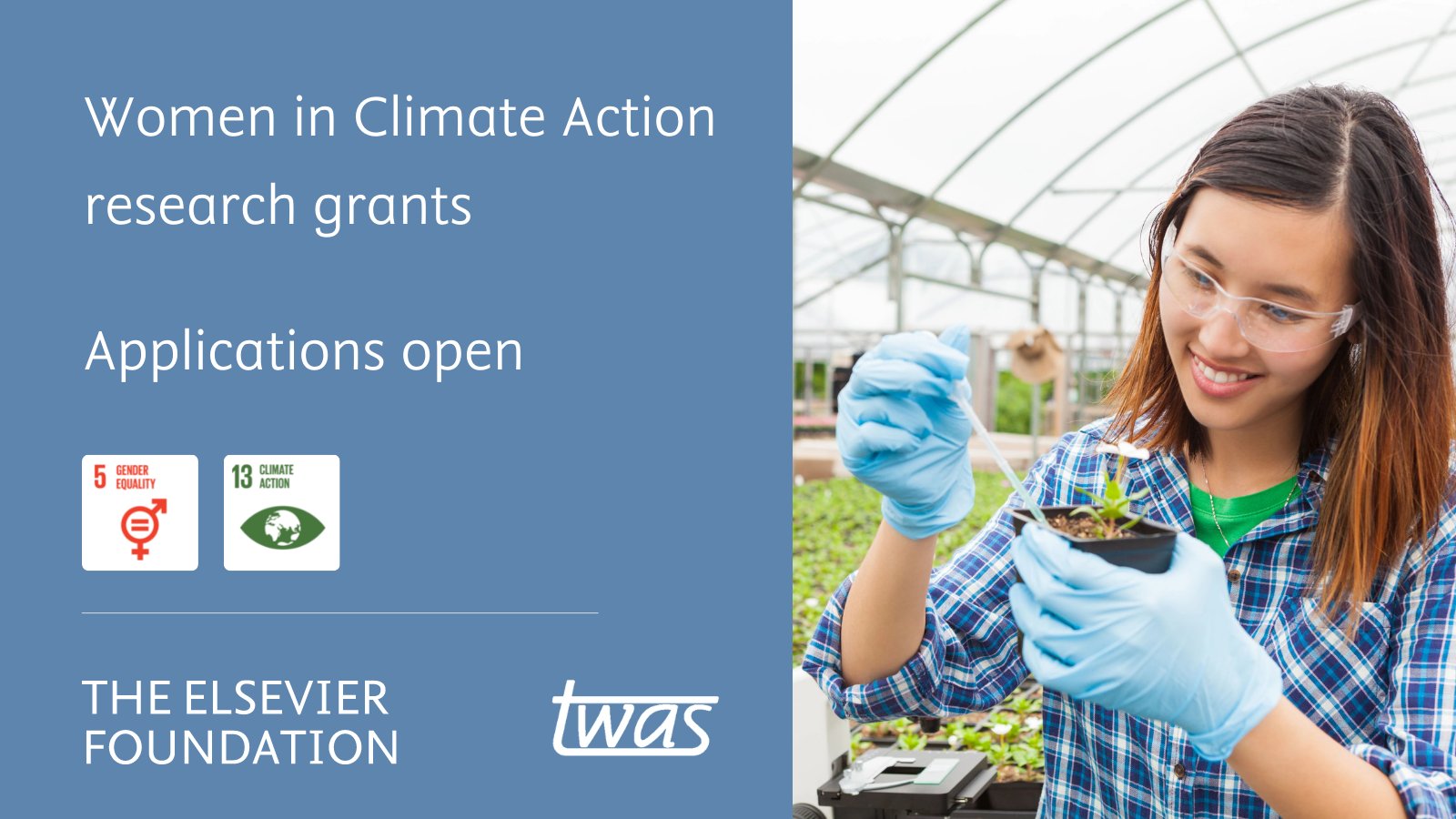 TWAS-Elsevier Foundation Project Grants for Gender Equity and Climate Action 2022 (up to $25,000)