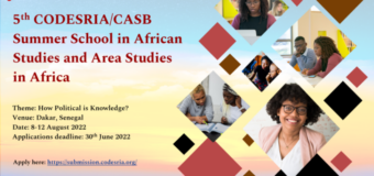 5th CODESRIA/CASB Summer School in African Studies and Area Studies in Africa 2022