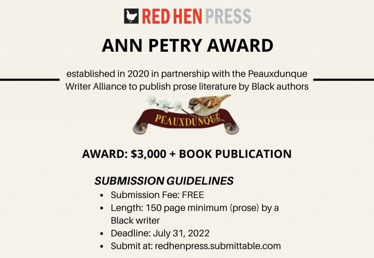 Ann Petry Award 2022 for Black writers (up to $3,000)