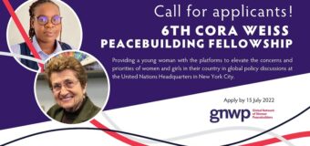 Cora Weiss Fellowship 2022 for Young Women Peacebuilders (Fully-funded to New York)