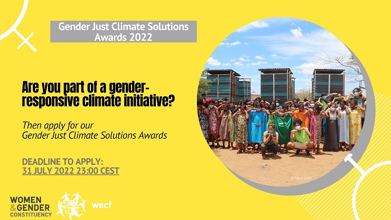 Gender Just Climate Solutions Awards 2022 for Grassroots Initiatives & Organisations (up to €5,000)