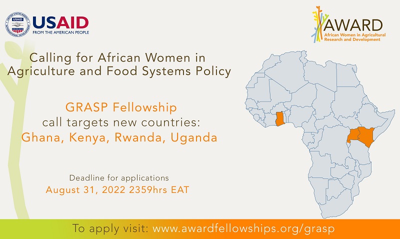 Gender Responsive Agriculture Systems Policy (GRASP) Fellowship 2022 for Ghana, Kenya, Rwanda & Uganda