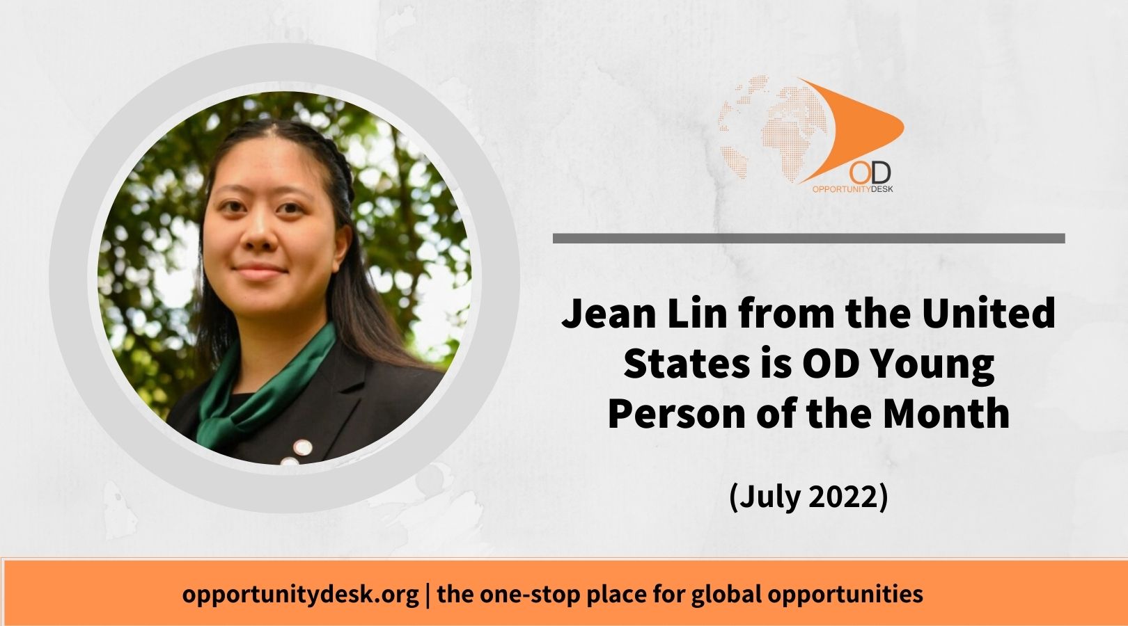 Jean Lin from the United States is OD Young Person of the Month for July 2022