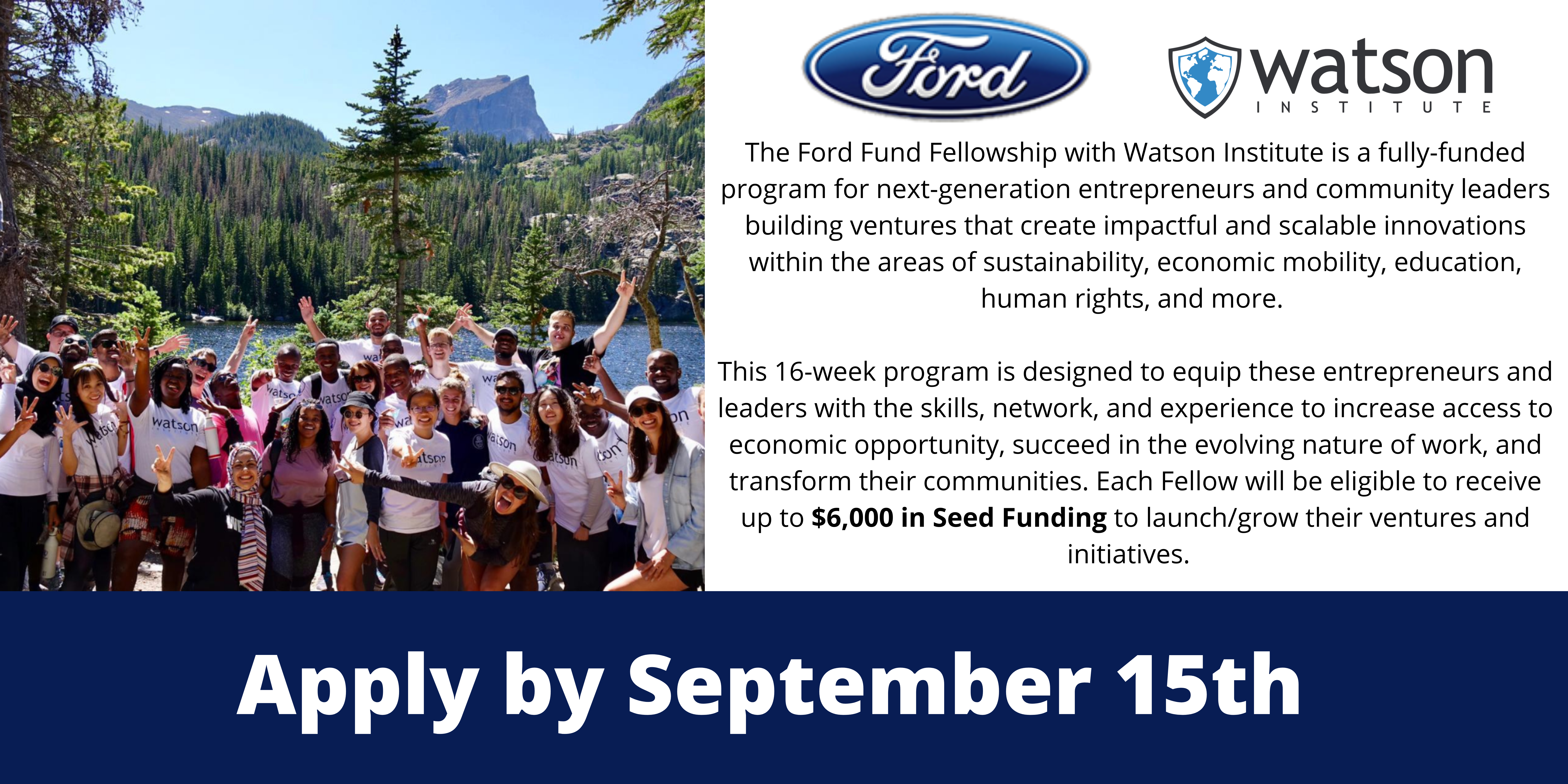 Watson Ford Fund Fellowship 2022 for next-gen Entrepreneurs and Community Leaders (Fully-funded)