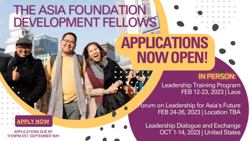 Asia Foundation Development Fellows Programme 2023 (up to $5,000)