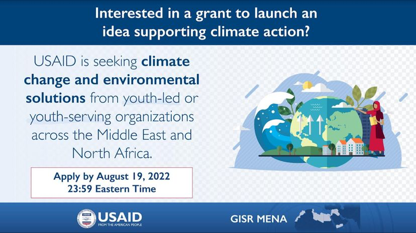 USAID GISR MENA Grant 2022 for Climate Change & Environmental Solutions (up to $62,000)