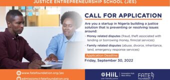 HiiL/FATE Foundation Justice Entrepreneurship School (JES) 2022