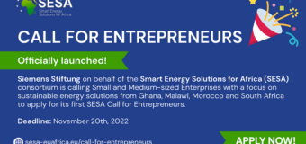 Smart Energy Solutions for Africa (SESA) 2022 Call for Entrepreneurs (up to €70,000)