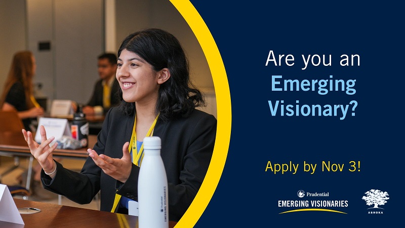 Ashoka Prudential Emerging Visionaries Programme 2023 (up to $15,000)