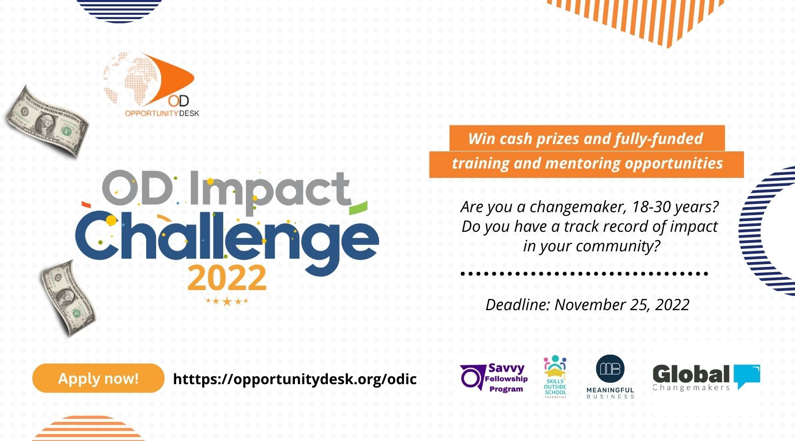 OD Impact Challenge 2022 for Young Changemakers (Win cash prizes and fully-funded learning opportunities)