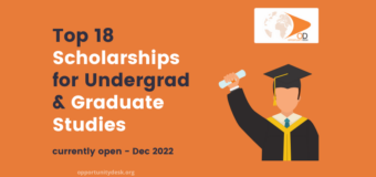 18 Scholarships for Undergraduate, Masters and PhD Students