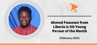 Ahmed Paasewe from Liberia is OD Young Person of the Month for February 2023