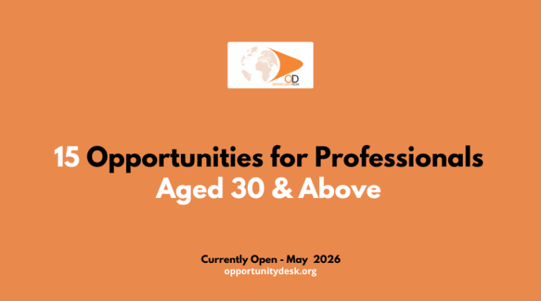 15 Opportunities for Professionals Aged 30 and Above Currently Open – May 23, 2026