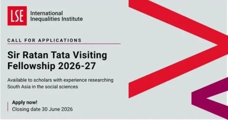 Sir Ratan Tata Postdoctoral Fellowship 2026/2027 at the LSE (Funded)