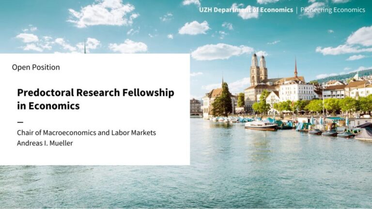University of Zurich Predoctoral Research Fellowship in Economics Chair of Macroeconomics and Labor Markets 2026