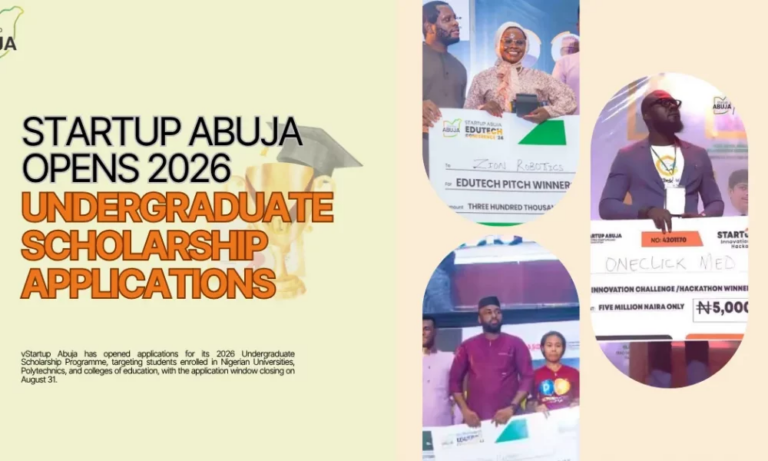 Startup Abuja Scholarship Program 2026 (Up to N50 million in funding)